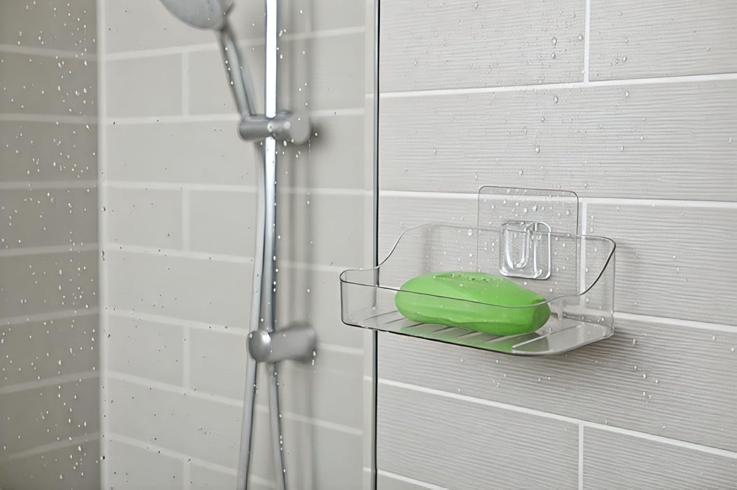 DRR Teleservices 2 PES Soap Holder for Bathroom/Soap Case/Self-Adhesive Soap Holder/Bathroom Self/Soap Stand for Bathroom/Self Draining Transparent Acrylic Soap Dish Holder Drill- Free - DRR Teleservices