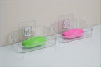 DRR Teleservices 2 PES Soap Holder for Bathroom/Soap Case/Self-Adhesive Soap Holder/Bathroom Self/Soap Stand for Bathroom/Self Draining Transparent Acrylic Soap Dish Holder Drill- Free - DRR Teleservices