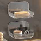 DRR Teleservices 2 PES Soap Holder for Bathroom/Soap Case/Self-Adhesive Soap Holder/Bathroom Self/Soap Stand for Bathroom/Self Draining Transparent Acrylic Soap Dish Holder Drill- Free - DRR Teleservices