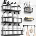DRR Teleservices 6 Pcs Bathroom Organiser Without Drill |Bathroom Accessories Set | Bathroom Stand for wall Toothbrush, Soap and Shampoo Holder - DRR Teleservices