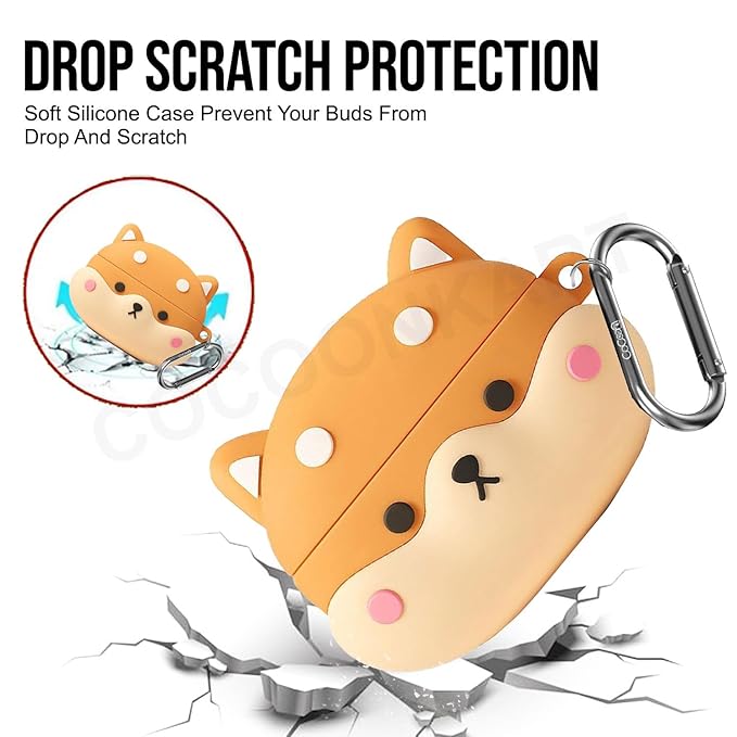 DRR Teleservices Cartoon Funny Silicone Case Cover Compatible for OnePlus Buds 4 (Shiba)