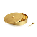 DRR Teleservices 'Floral' Brass Spice Box for Kitchen with Spoon (7 Detachable Containers, Each Container : 100 gram, Gold) - DRR Teleservices