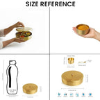 DRR Teleservices 'Floral' Brass Spice Box for Kitchen with Spoon (7 Detachable Containers, Each Container : 100 gram, Gold) - DRR Teleservices