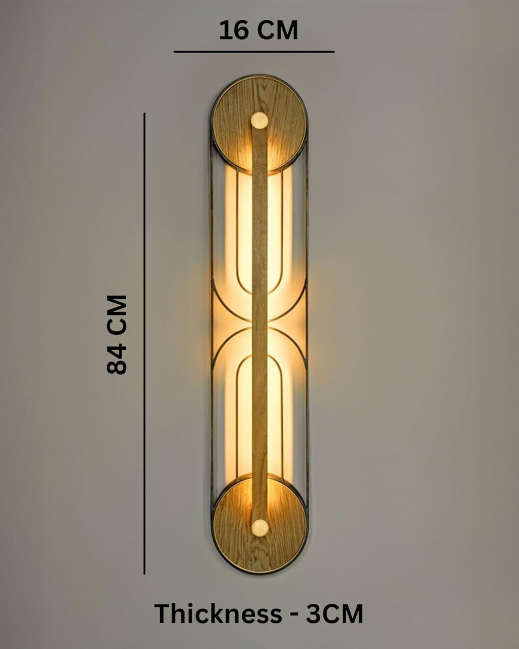 DRR Teleservices Metal & Wooden Long Wall Lamp – LED Light Sconce for Farmhouse, Living Room, Bedroom & Hallway – Rustic Modern Wall Light Fixture