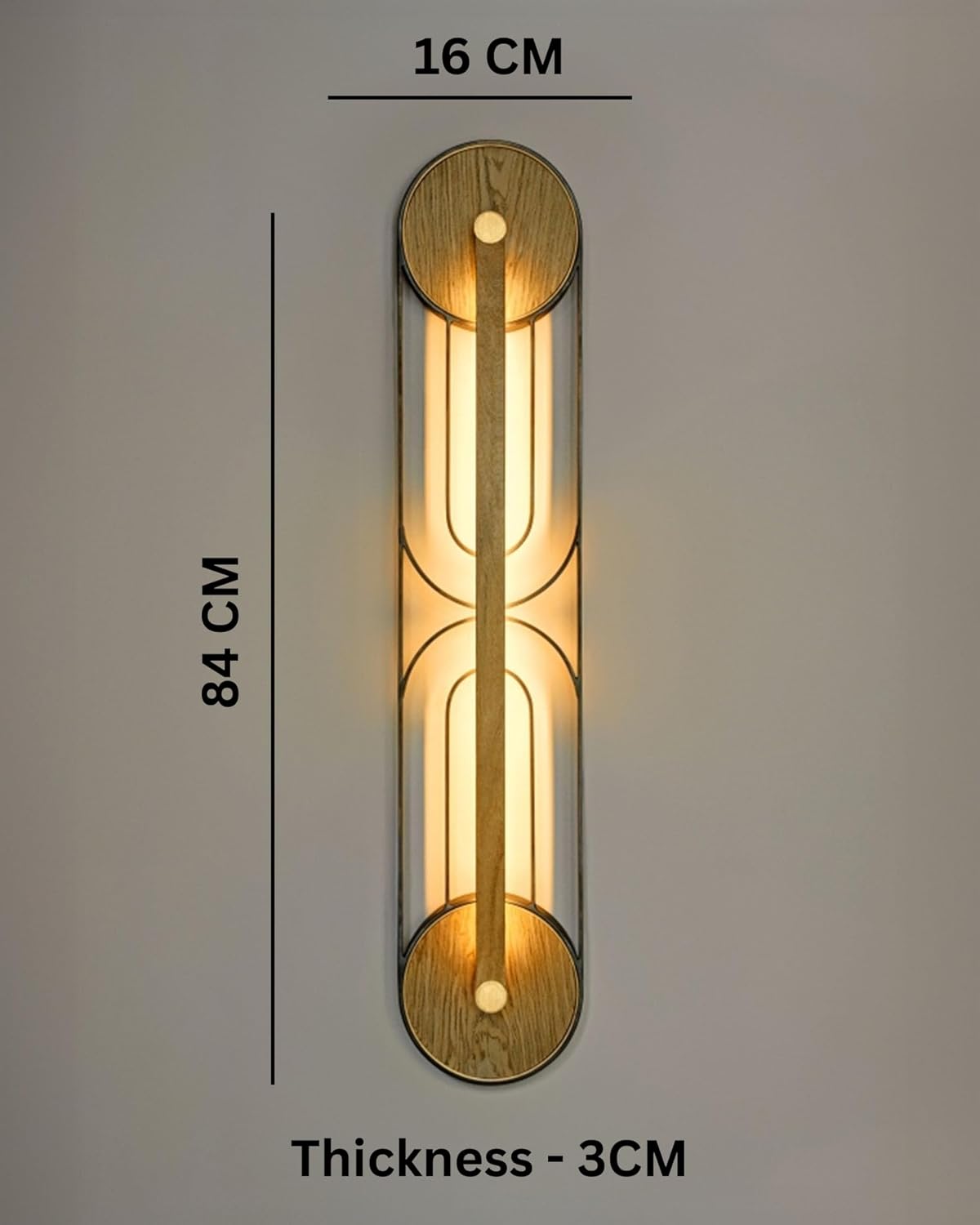 DRR Teleservices Metal & Wooden Long Wall Lamp – LED Light Sconce for Farmhouse, Living Room, Bedroom & Hallway – Rustic Modern Wall Light Fixture