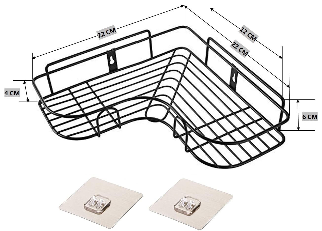 DRR Teleservices Pack of 2 Self-Adhesive Shelf/Storage Organizer for Bathroom and Kitchen Corner Wall Mounted Rack Shelf Bathroom Accessories Storage Rack No Drilling-Shelf Adhesive - DRR Teleservices