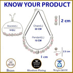 DRR Teleservices Rhodium Plated Silver Toned White American Diamond Studded Flower Shaped Jewellery Set For Girls and Women