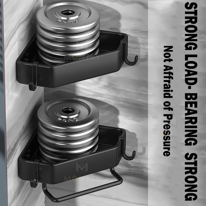 DRR Teleservices Self-Adhesive Aluminium Bathroom Corner Shelf Rack  Stand Bathroom Organisers Storage Racks Bathroom Shelf/Shelves Corner (King)(2 Shelf) - DRR Teleservices