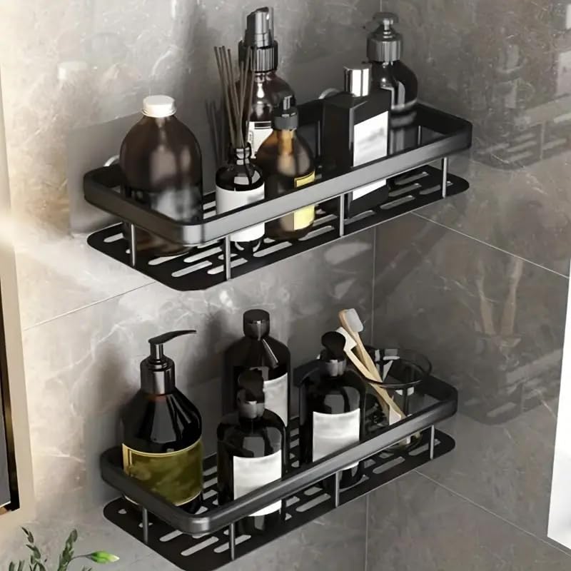 DRR Teleservices Self Adhesive Bathroom Shelf for Wall Shelf Organizer Wall Mounted Bathroom Shelves Rack Holder Stand for Bathroom Accessories Organiser Without Drill (Multi, Pack of 2) - DRR Teleservices