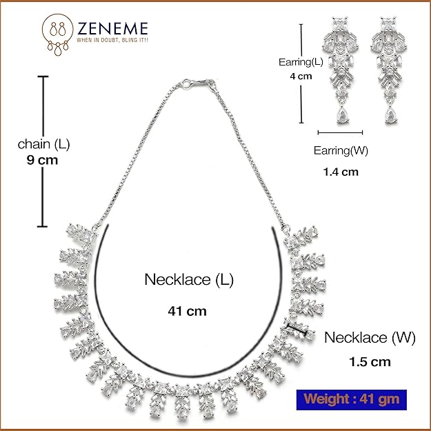 DRR Teleservices Women Plated Leaf Shaped American Diamond Studded Jewellery Set