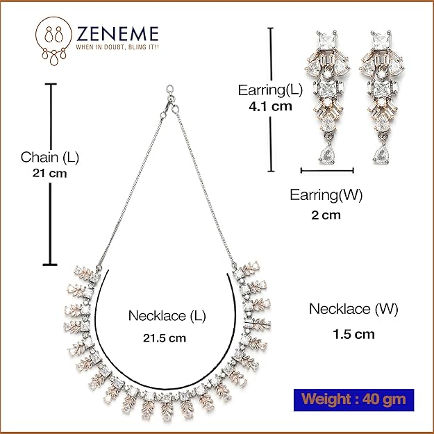 DRR Teleservices Women Plated Leaf Shaped American Diamond Studded Jewellery Set