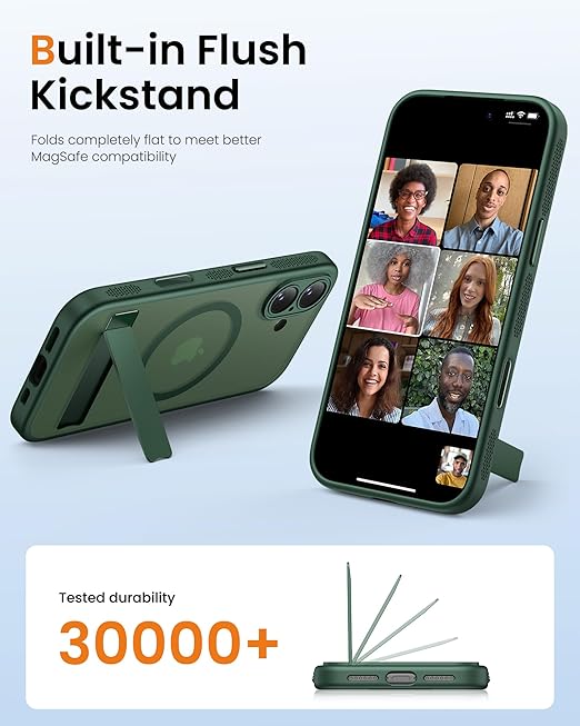 DRR Teleservices for iPhone 17 Cover Magnetic Back with Build-in Stand, (Compatible with Magsafe) -Green - DRR Teleservices