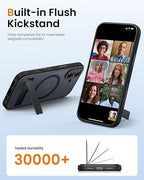 DRR Teleservices for iPhone 17 Cover with Stand & Camera Control, Compatible with Magsafe, Full-Cover Lens Protection -Black - DRR Teleservices