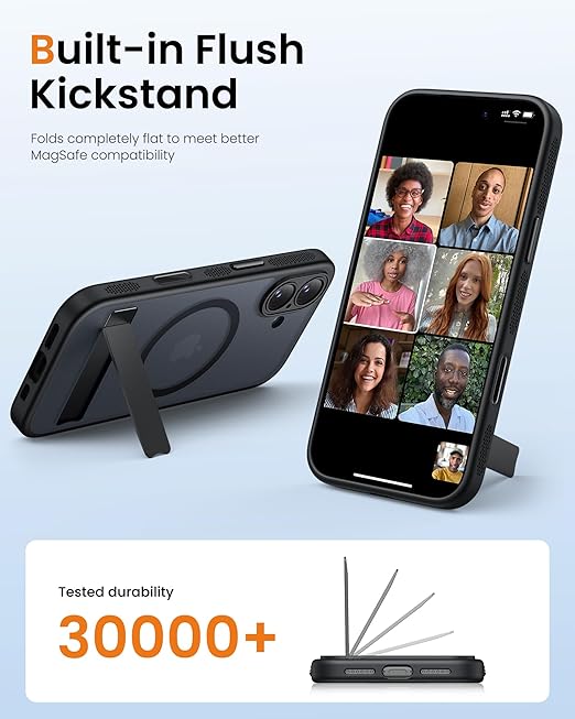 DRR Teleservices for iPhone 17 Cover with Stand & Camera Control, Compatible with Magsafe, Full-Cover Lens Protection -Black - DRR Teleservices