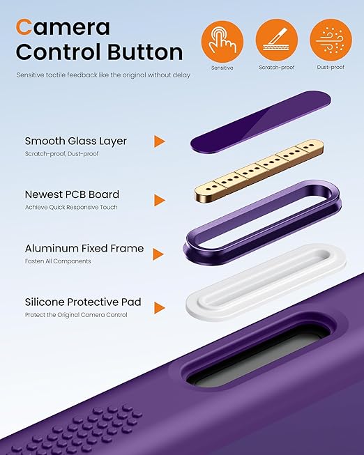 DRR Teleservices for iPhone 17 Cover with Stand & Camera Control, Compatible with Magsafe, Full-Cover Lens Protection -Purple - DRR Teleservices