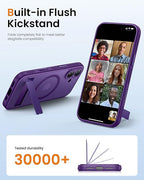 DRR Teleservices for iPhone 17 Cover with Stand & Camera Control, Compatible with Magsafe, Full-Cover Lens Protection -Purple - DRR Teleservices