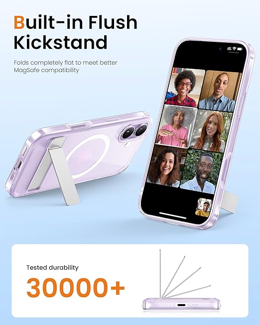 DRR Teleservices for iPhone 17 Cover with Stand & Camera Control, Compatible with Magsafe, Full-Cover Lens Protection -Transparent - DRR Teleservices